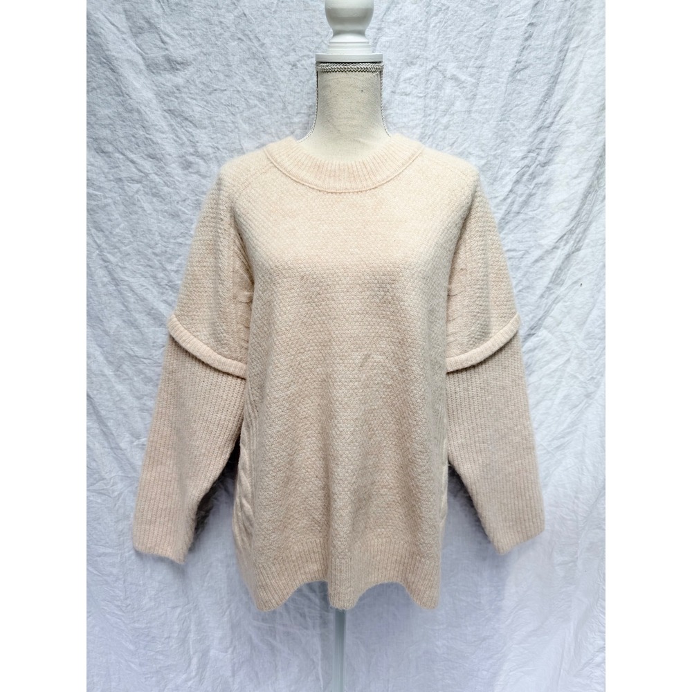 Madewell Sweater Cream Alpaca Wool Havener Cable Knit Size 2XL Oversized - Picture 2 of 8